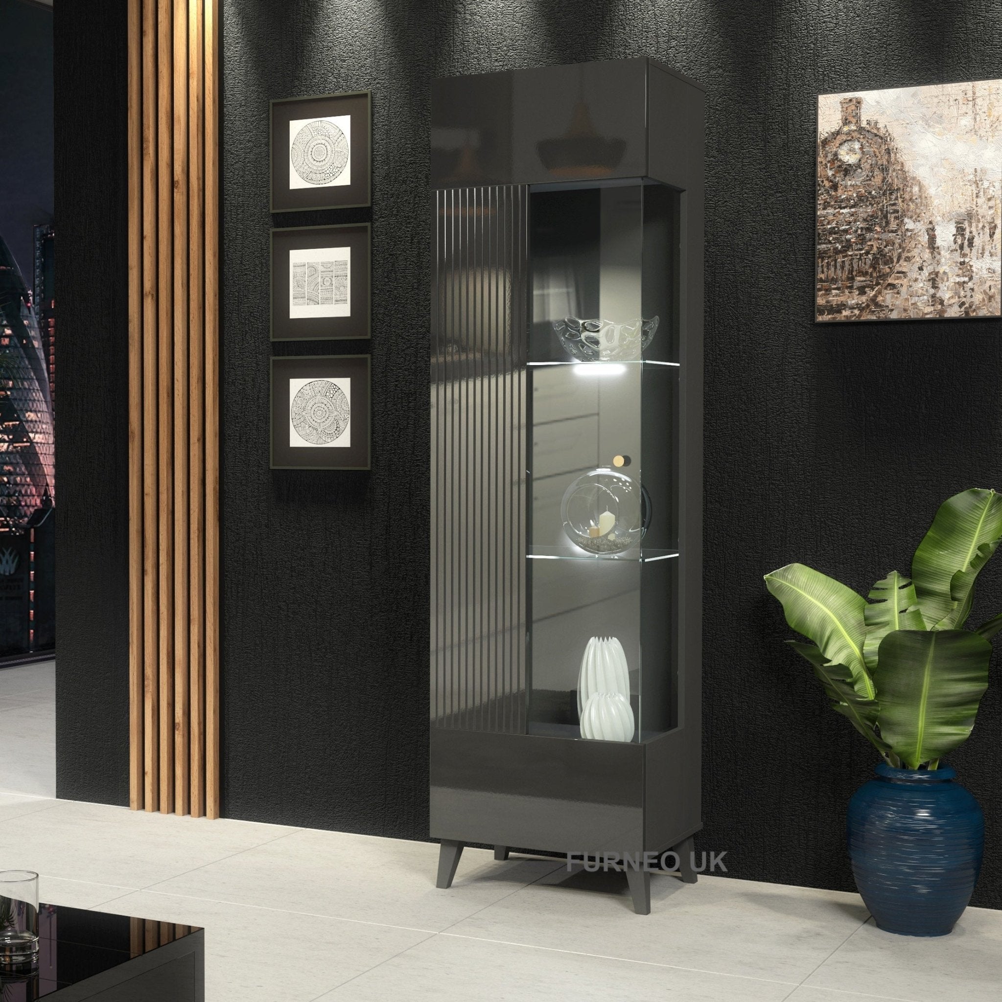 Azzurro 12 Grey Display Cabinet - Furneo