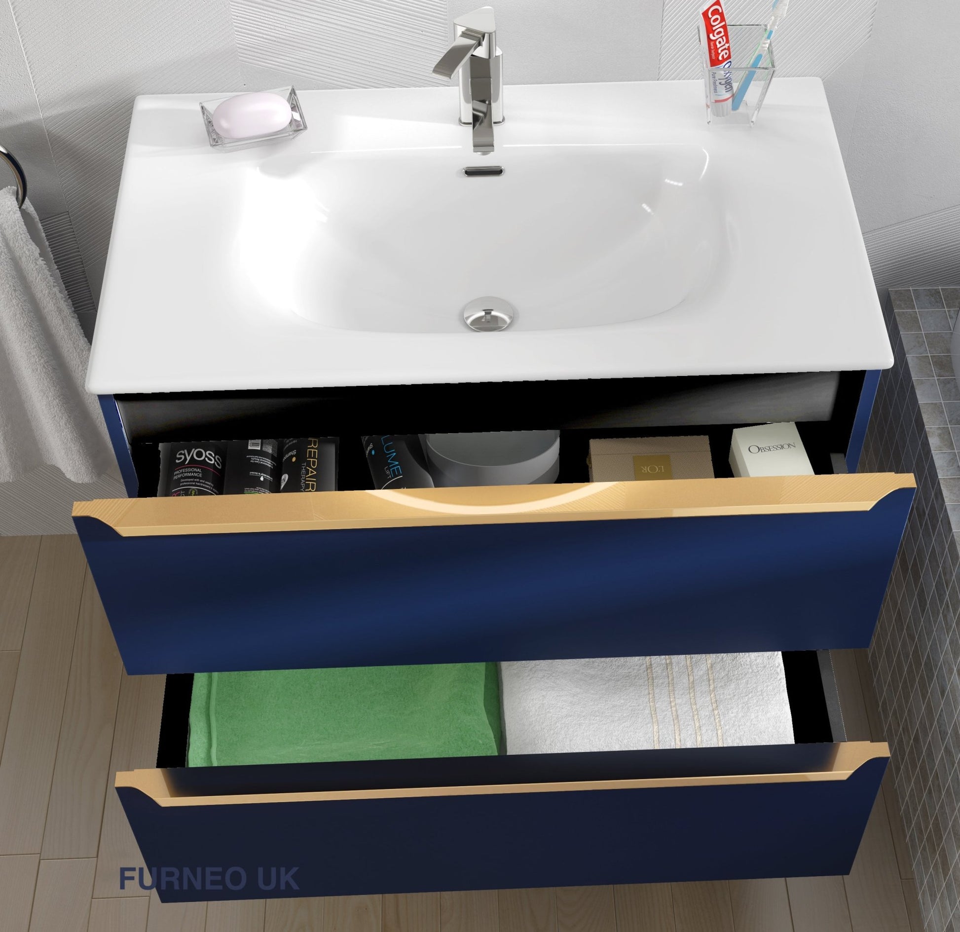 Blueberry Bathroom Vanity 60cm 2-Door - Furneo