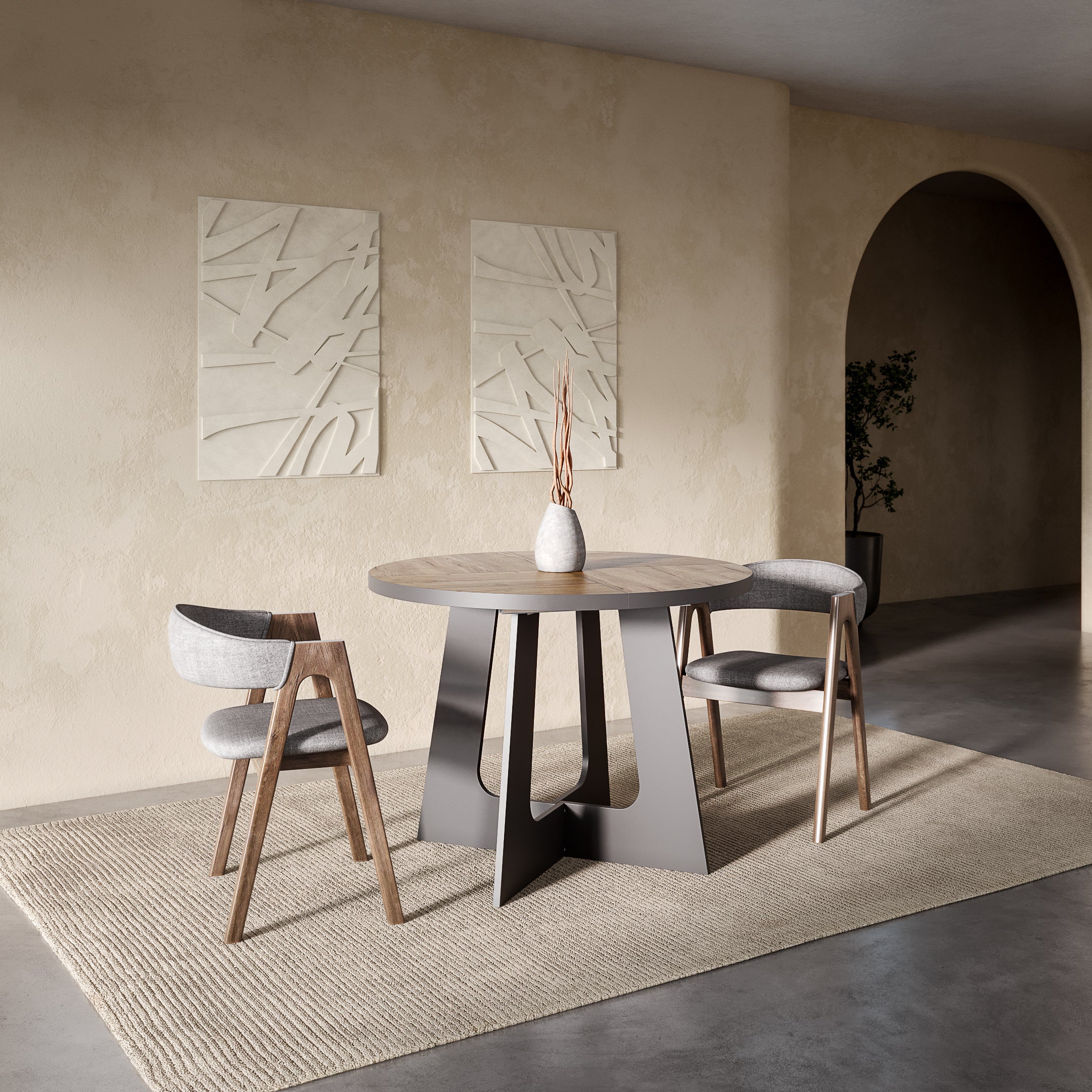 Belagio, Dark Oak Effect, Modern Extending Dining Table, 110 - 160 cm