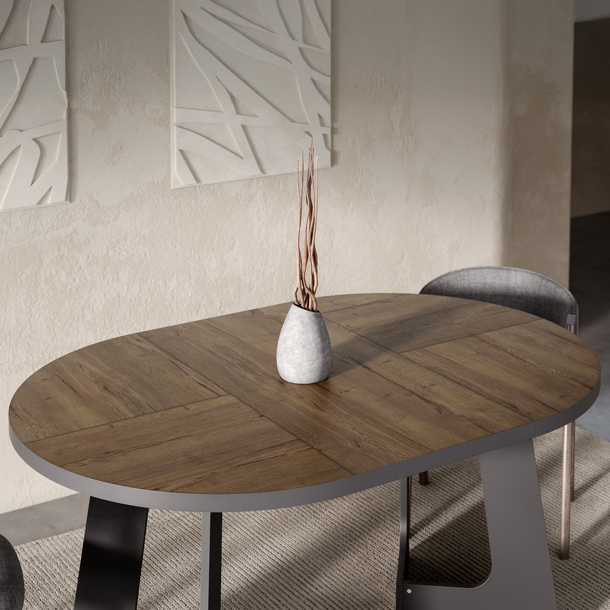Belagio, Dark Oak Effect, Modern Extending Dining Table, 110 - 160 cm