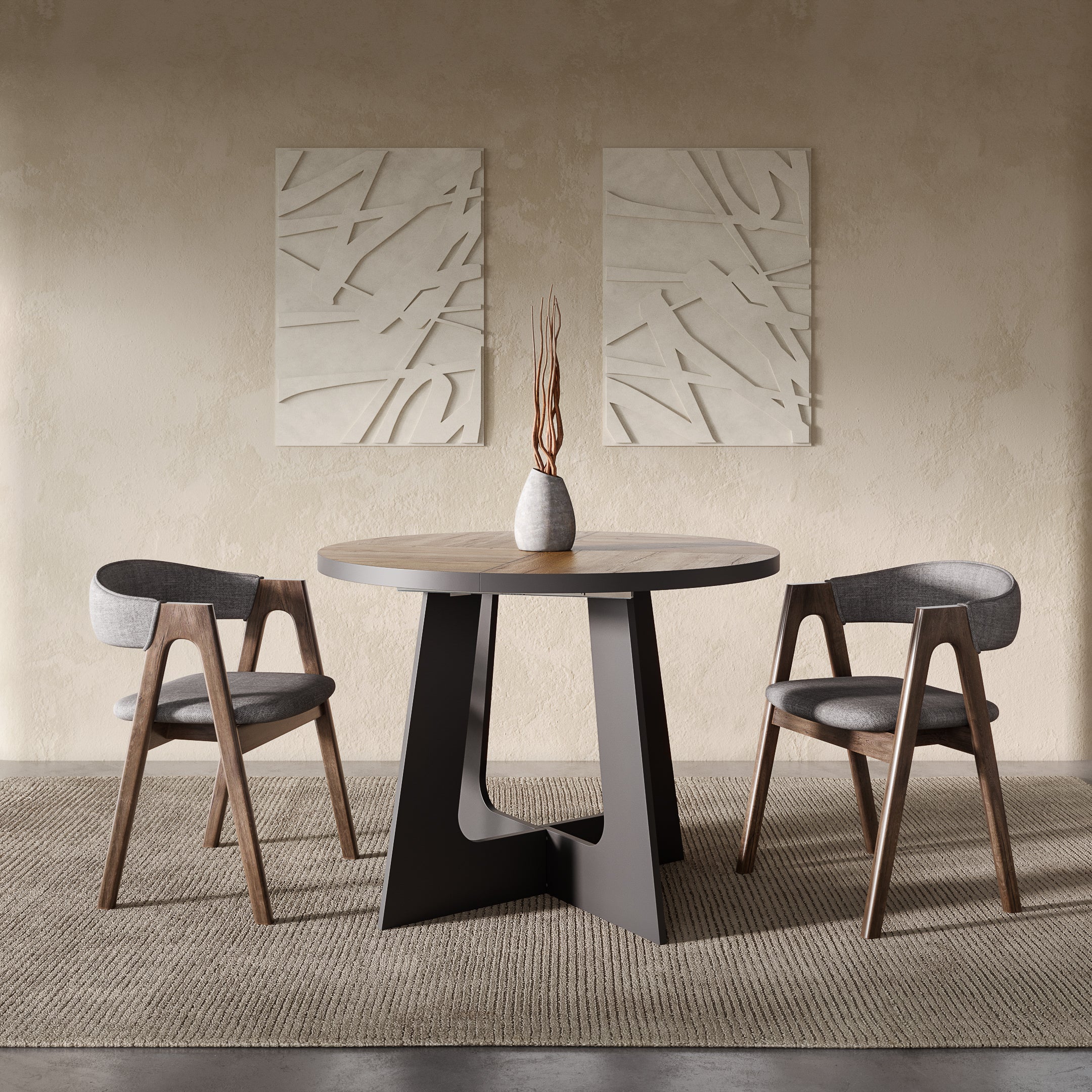 Belagio, Dark Oak Effect, Modern Extending Dining Table, 110 - 160 cm