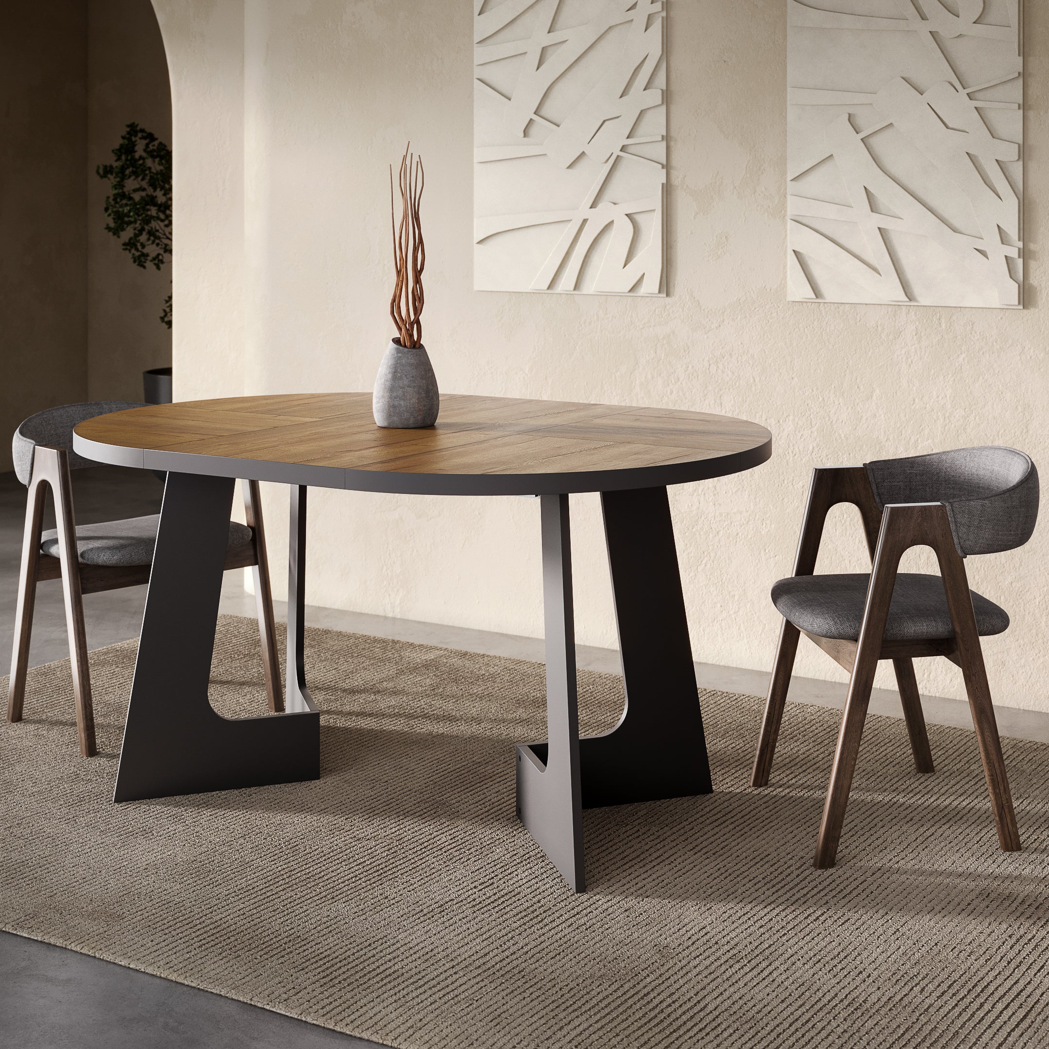 Belagio, Dark Oak Effect, Modern Extending Dining Table, 110 - 160 cm