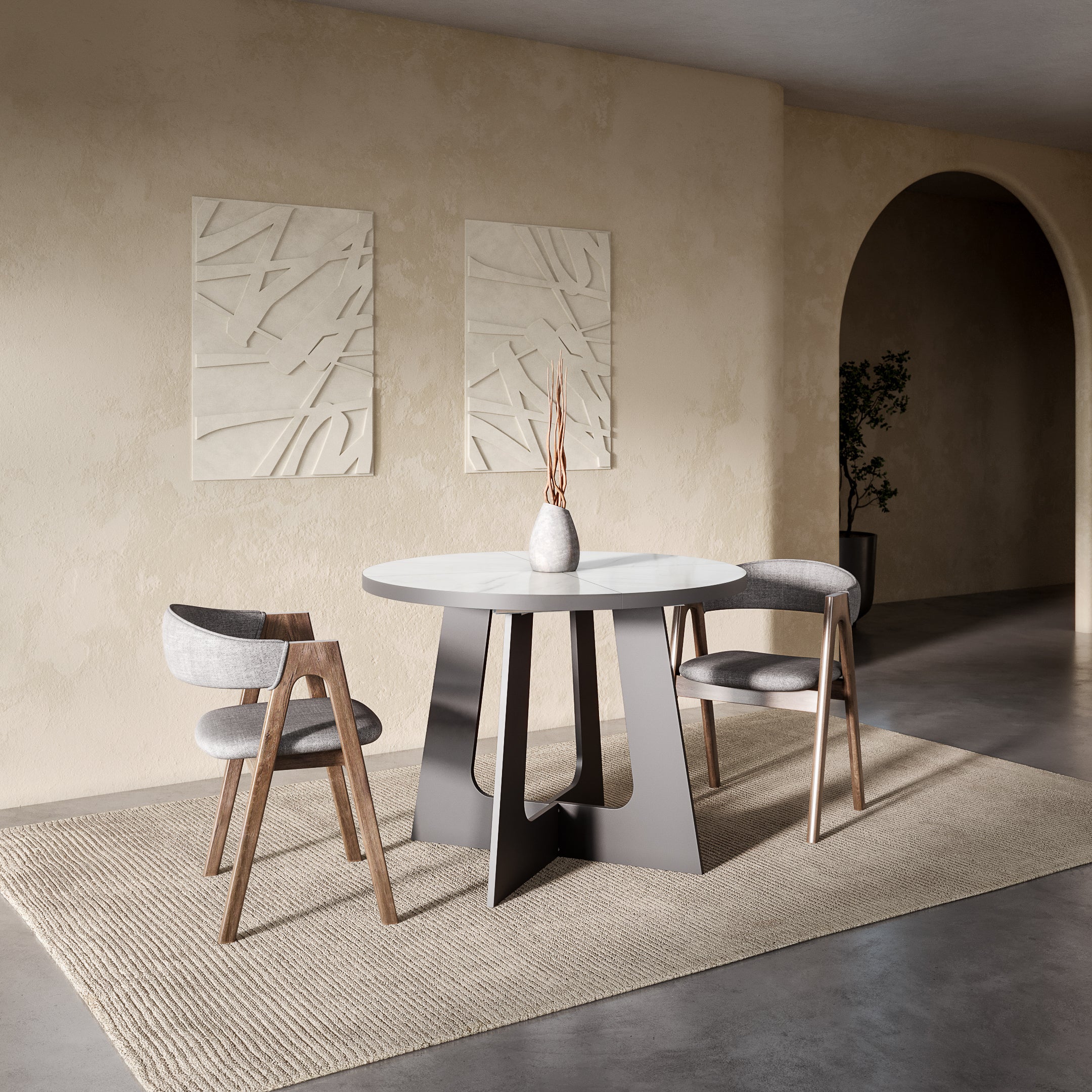 Belagio, Marble Effect, Modern Extending Dining Table, 110 - 160 cm