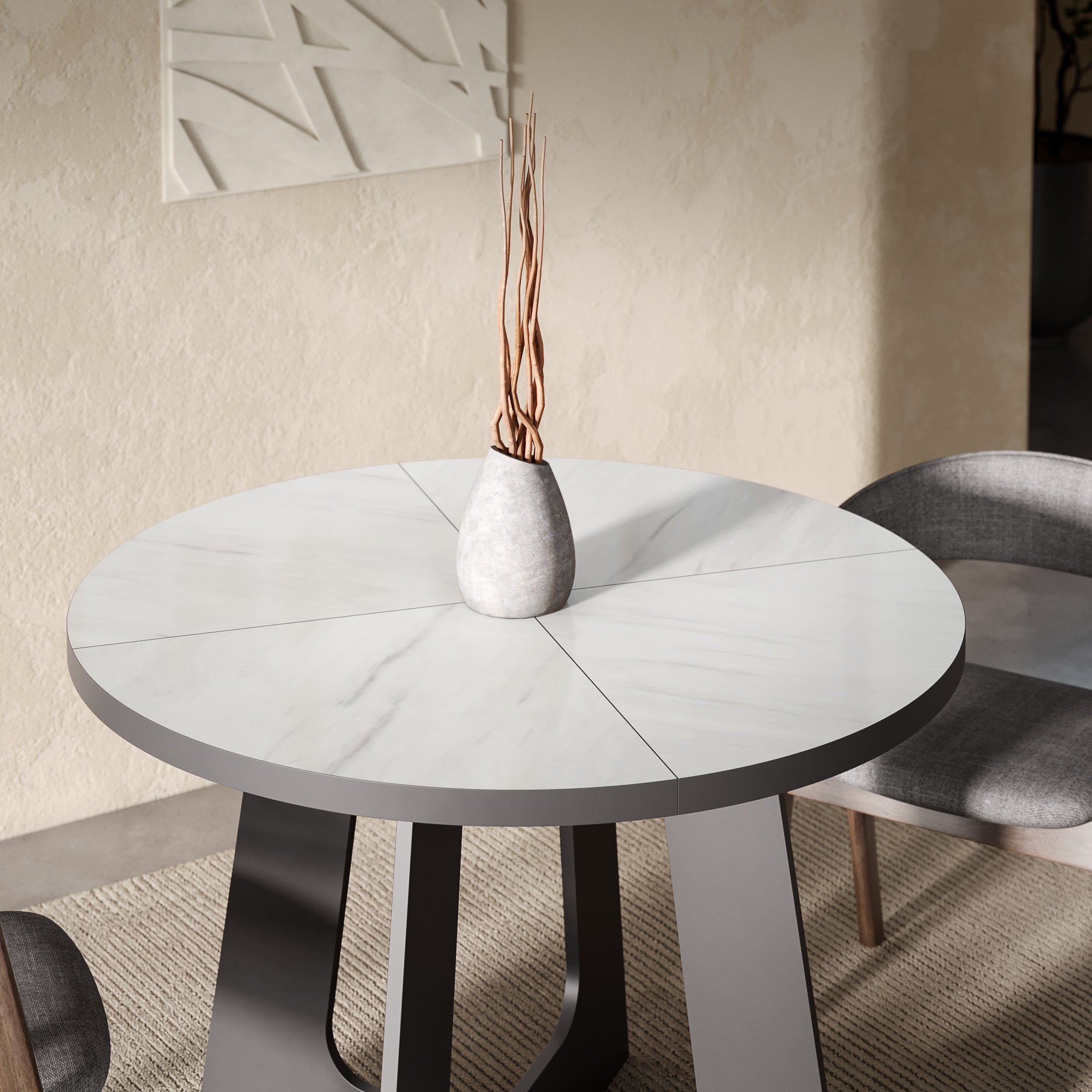 Belagio, Marble Effect, Modern Extending Dining Table, 110 - 160 cm