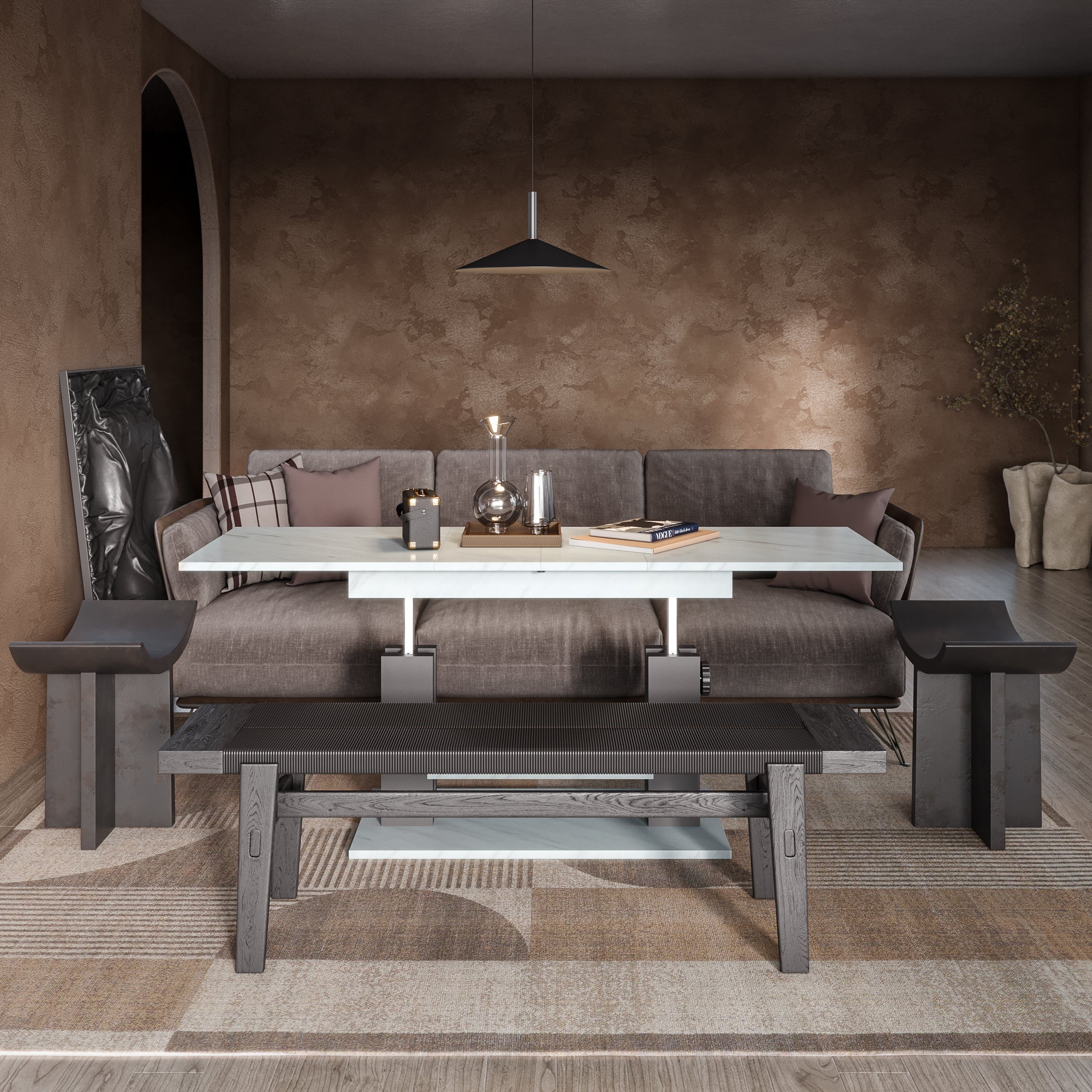 Moduvo, Marble effect, Extending Coffee table to Dining table