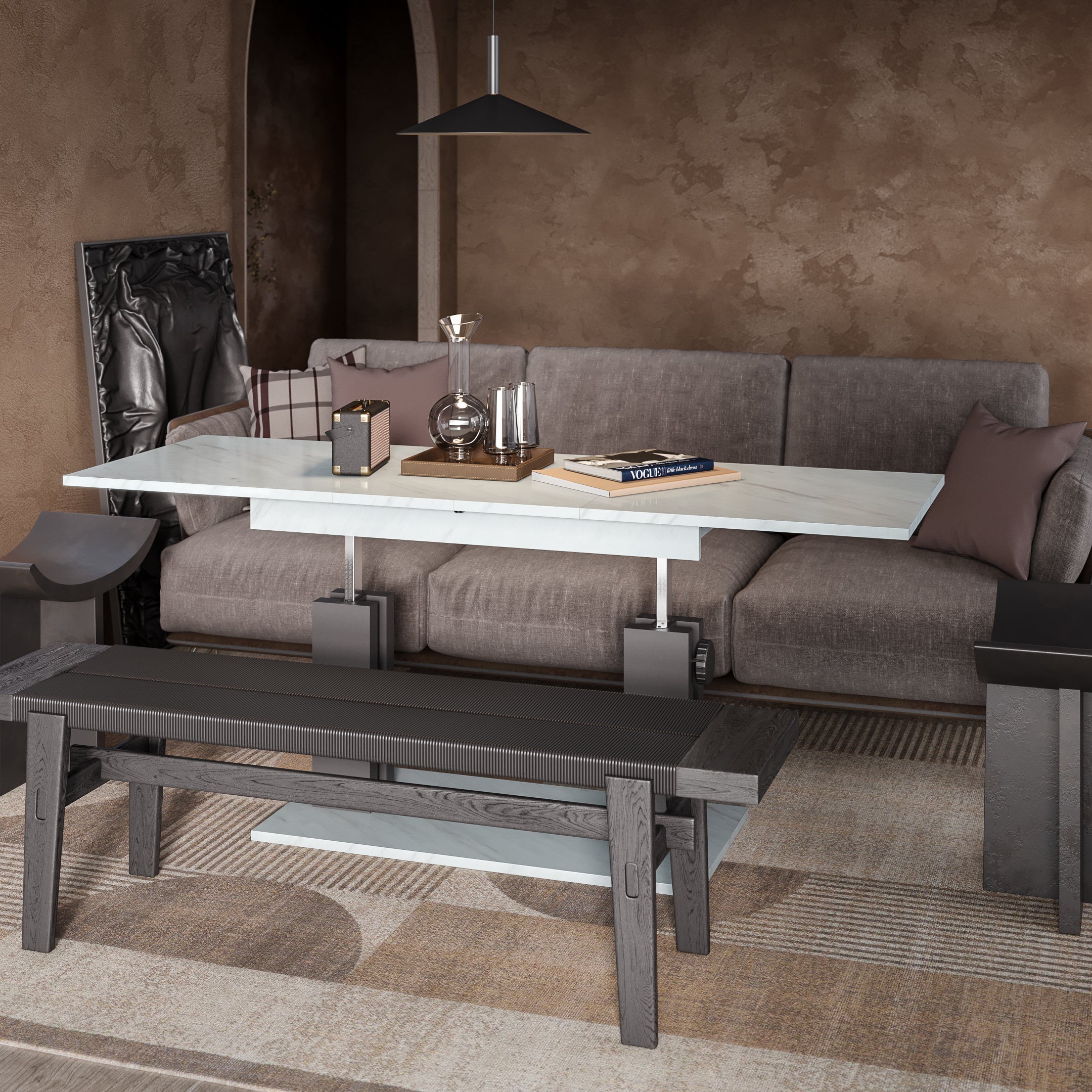 Moduvo, Marble effect, Extending Coffee table to Dining table
