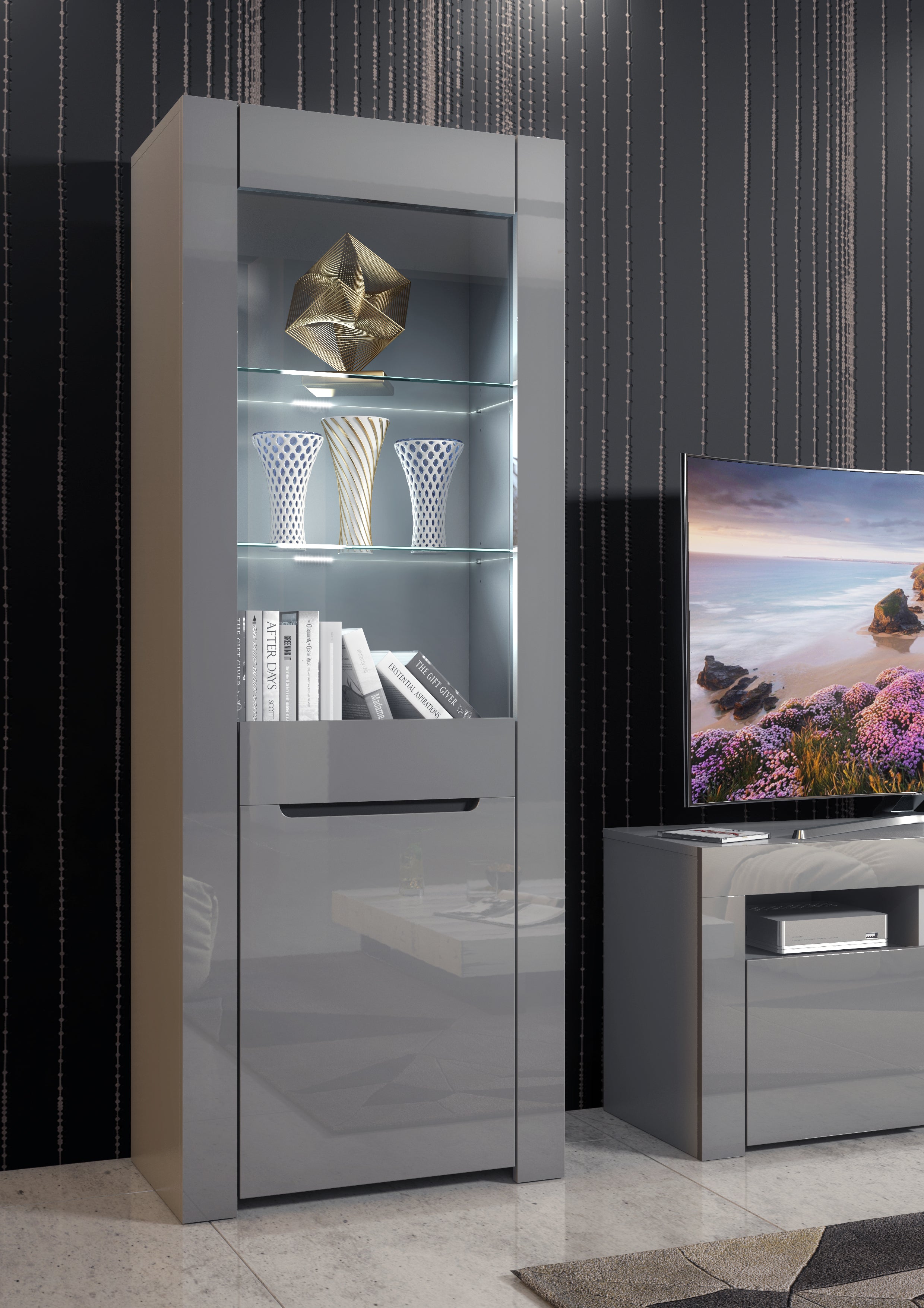 Milano 09 Grey Display Cabinet
