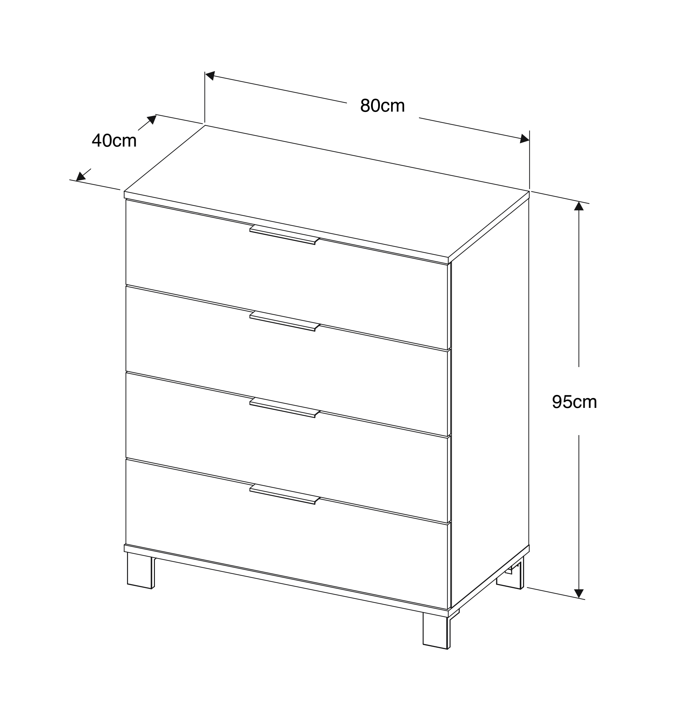 Cozy 04 Dark Oak Effect Chest of Drawers