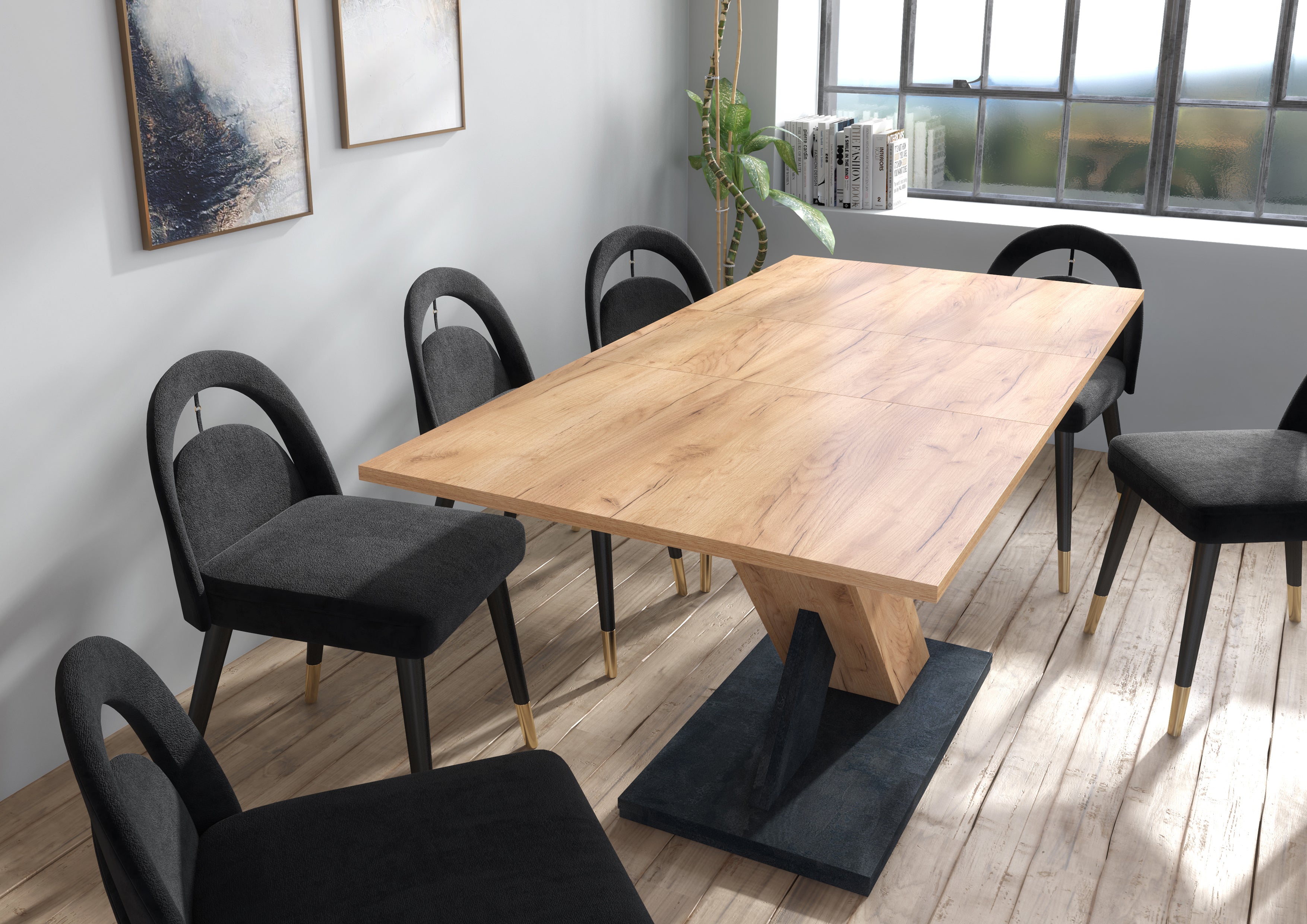 ルパンunico ALBERO Dining Table Leo Parquet Style Solid Mango Wood Dining Table and Bench