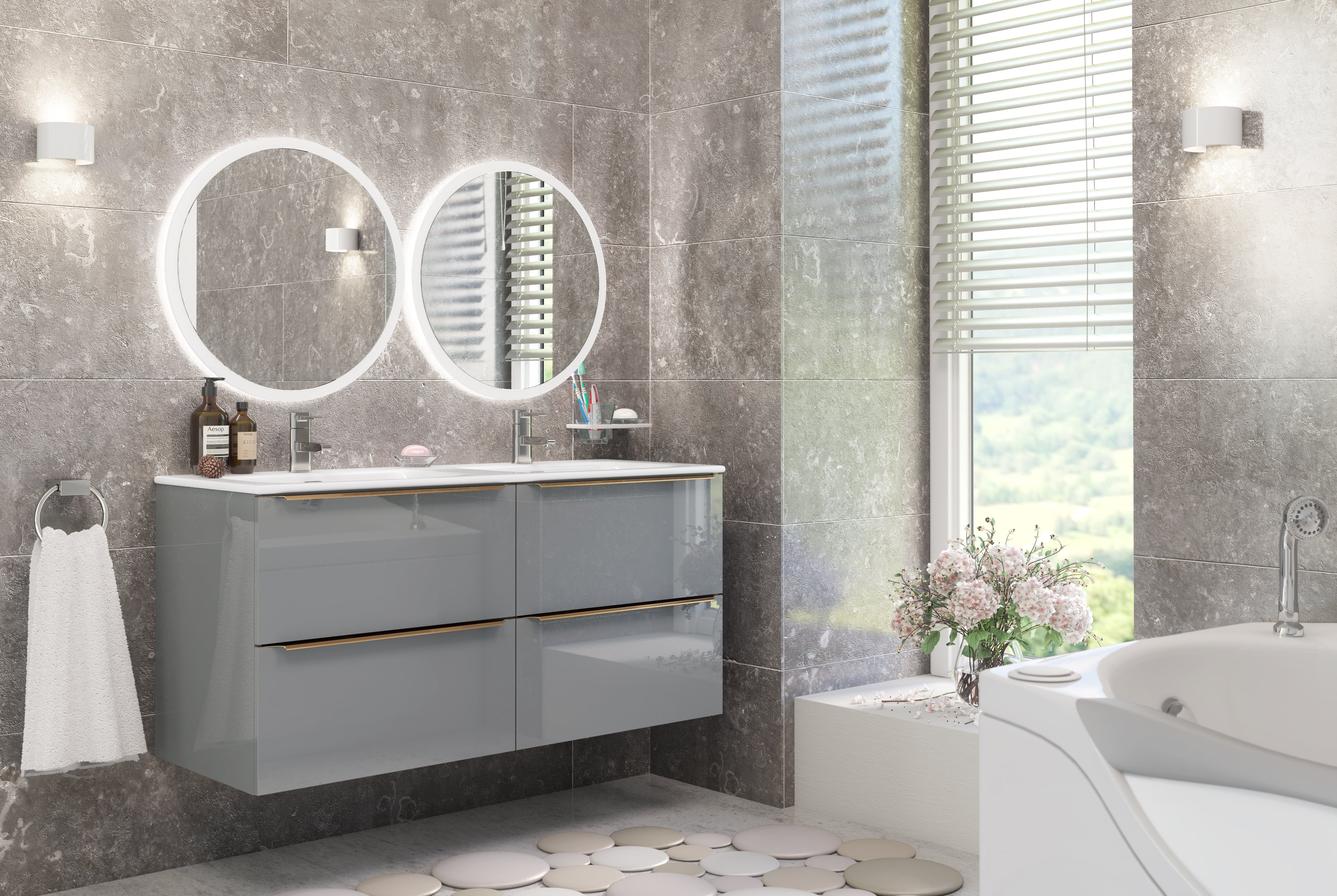 Grey Bathroom Vanity 120cm 4-Door