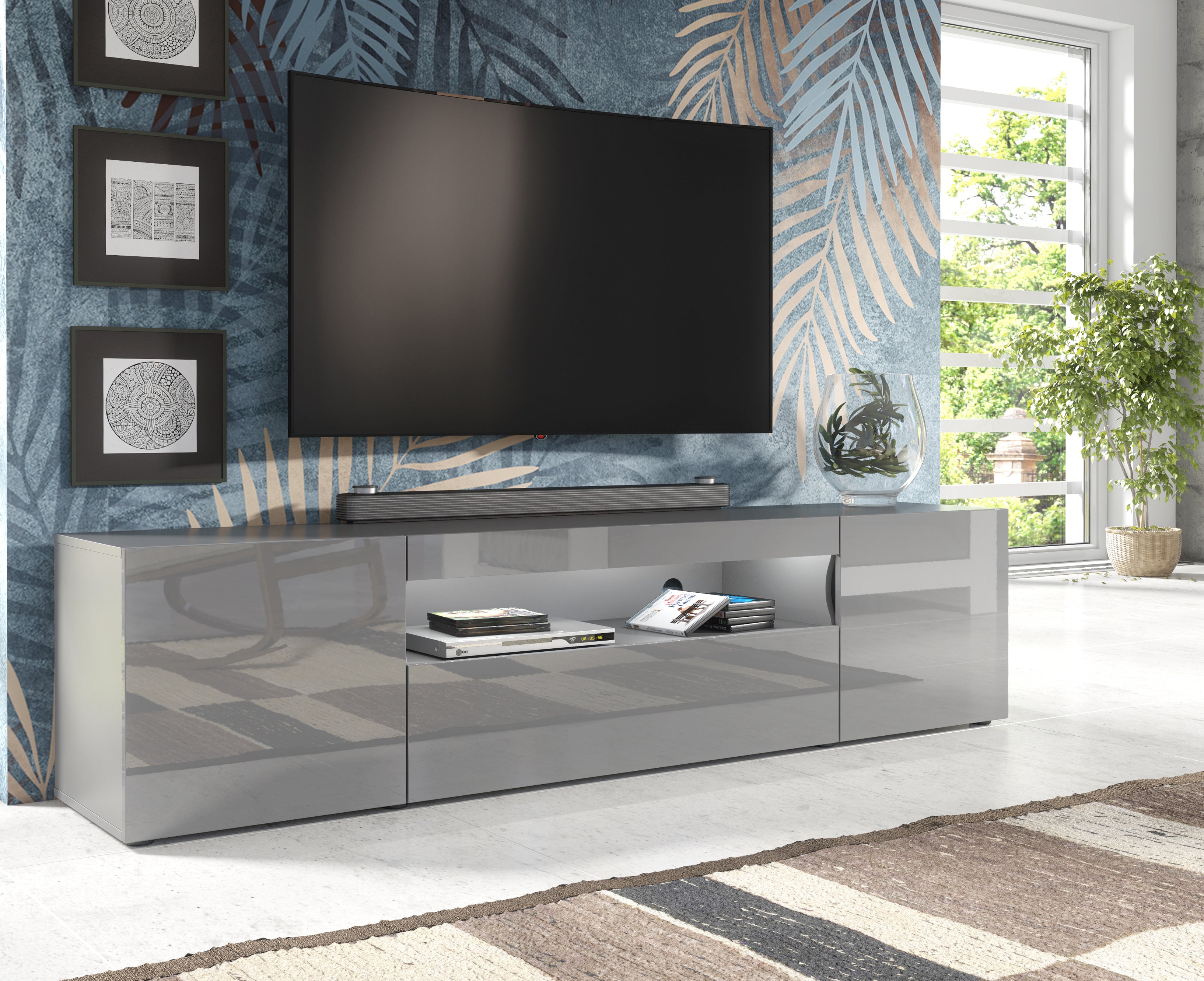 Clifton 08 Grey TV Stand 200cm