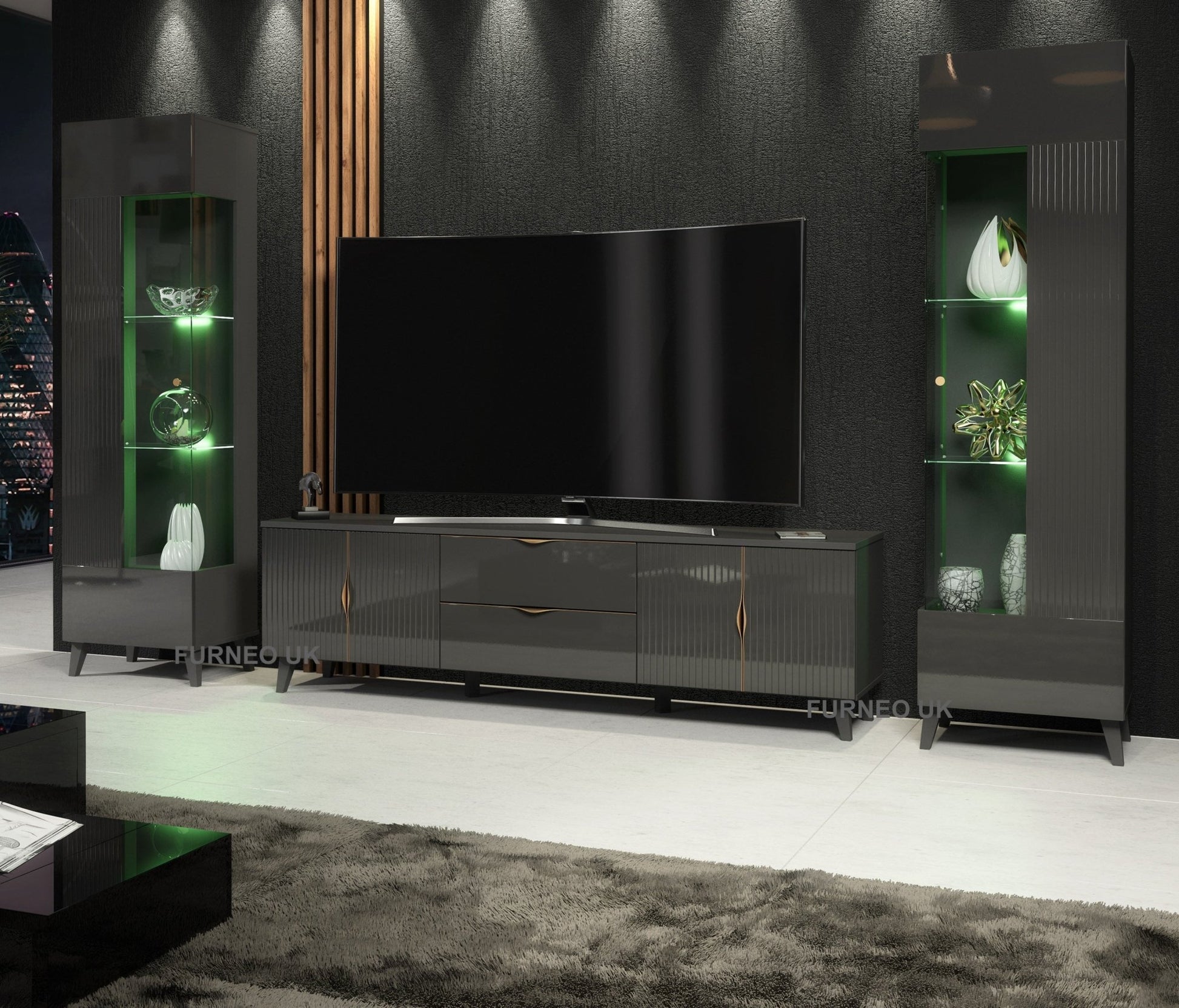Azzurro 10/12 Grey Living Room Set - Furneo