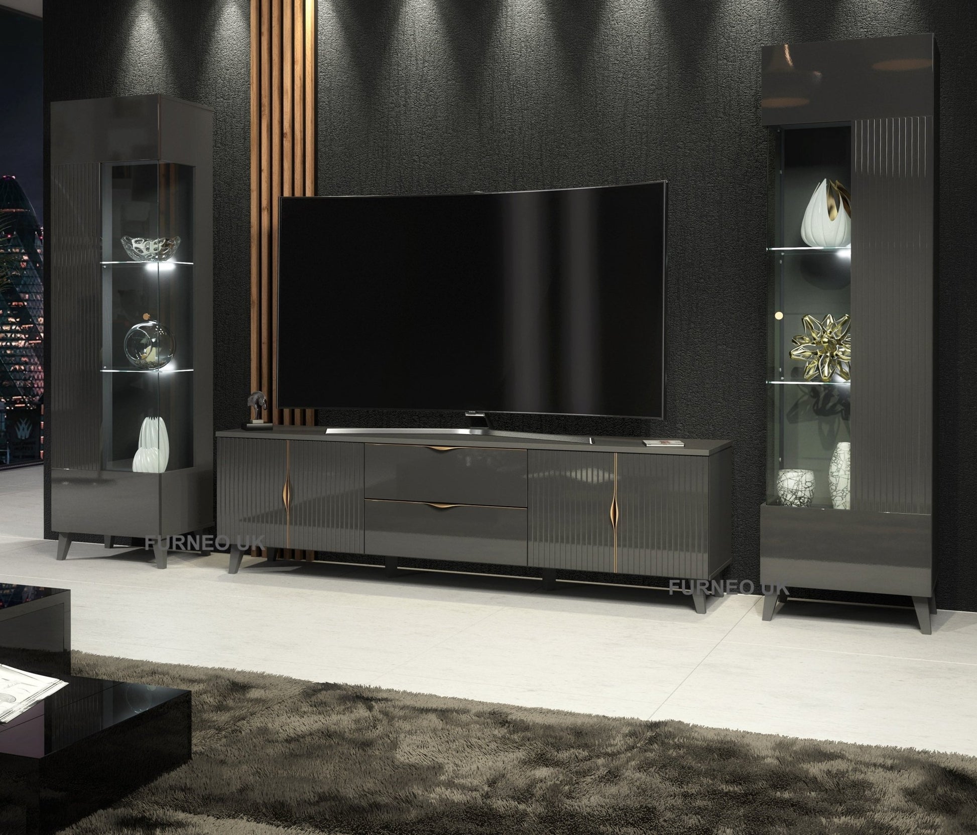 Azzurro 10/12 Grey Living Room Set - Furneo