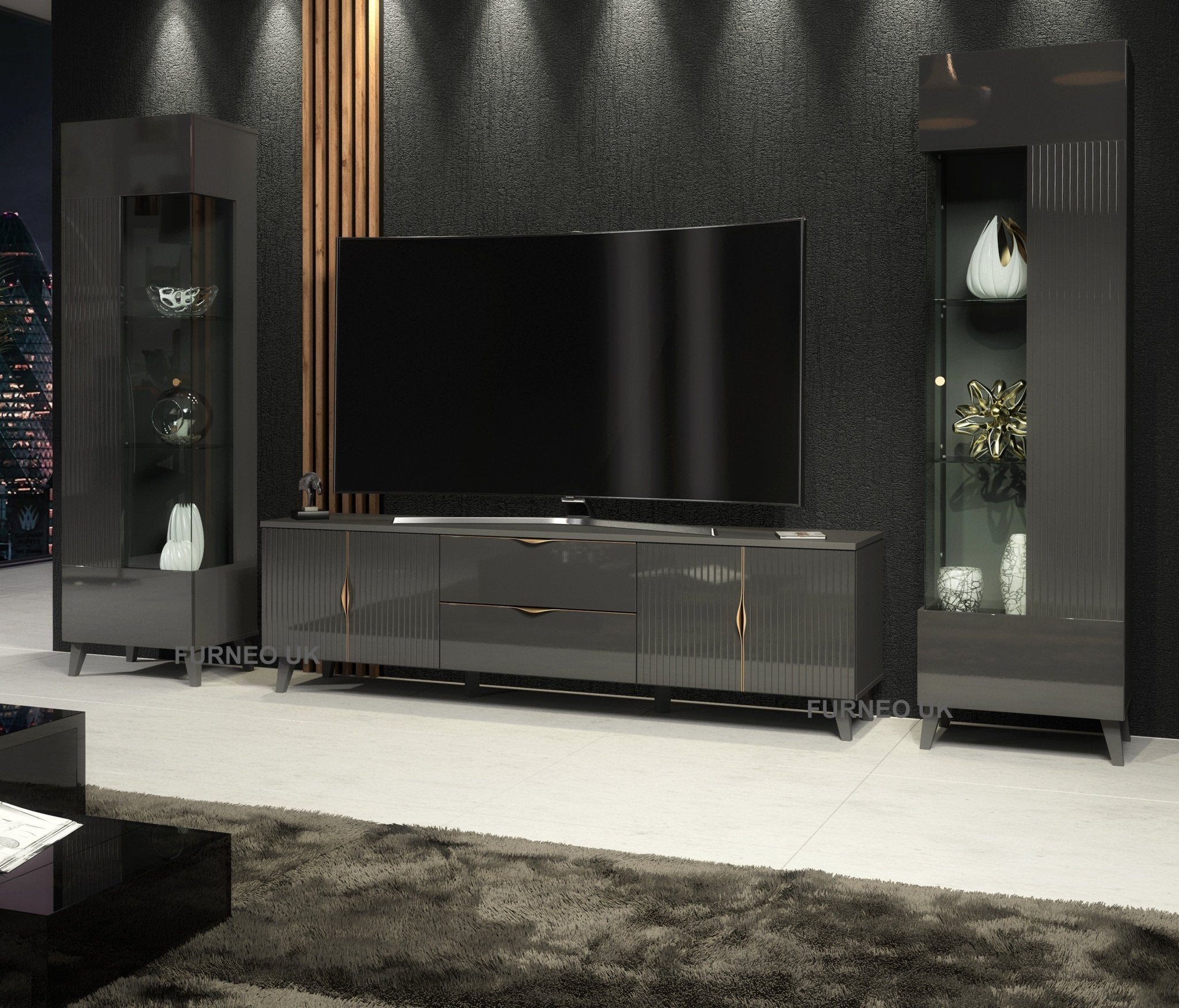 Azzurro 10/12 Grey Living Room Set - Furneo