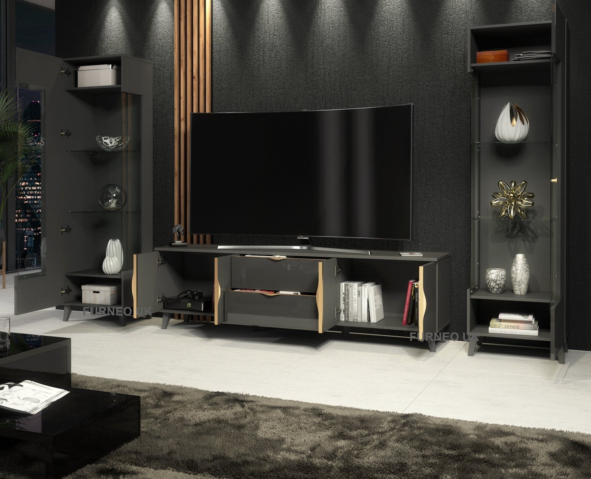 Azzurro 10/12 Grey Living Room Set - Furneo