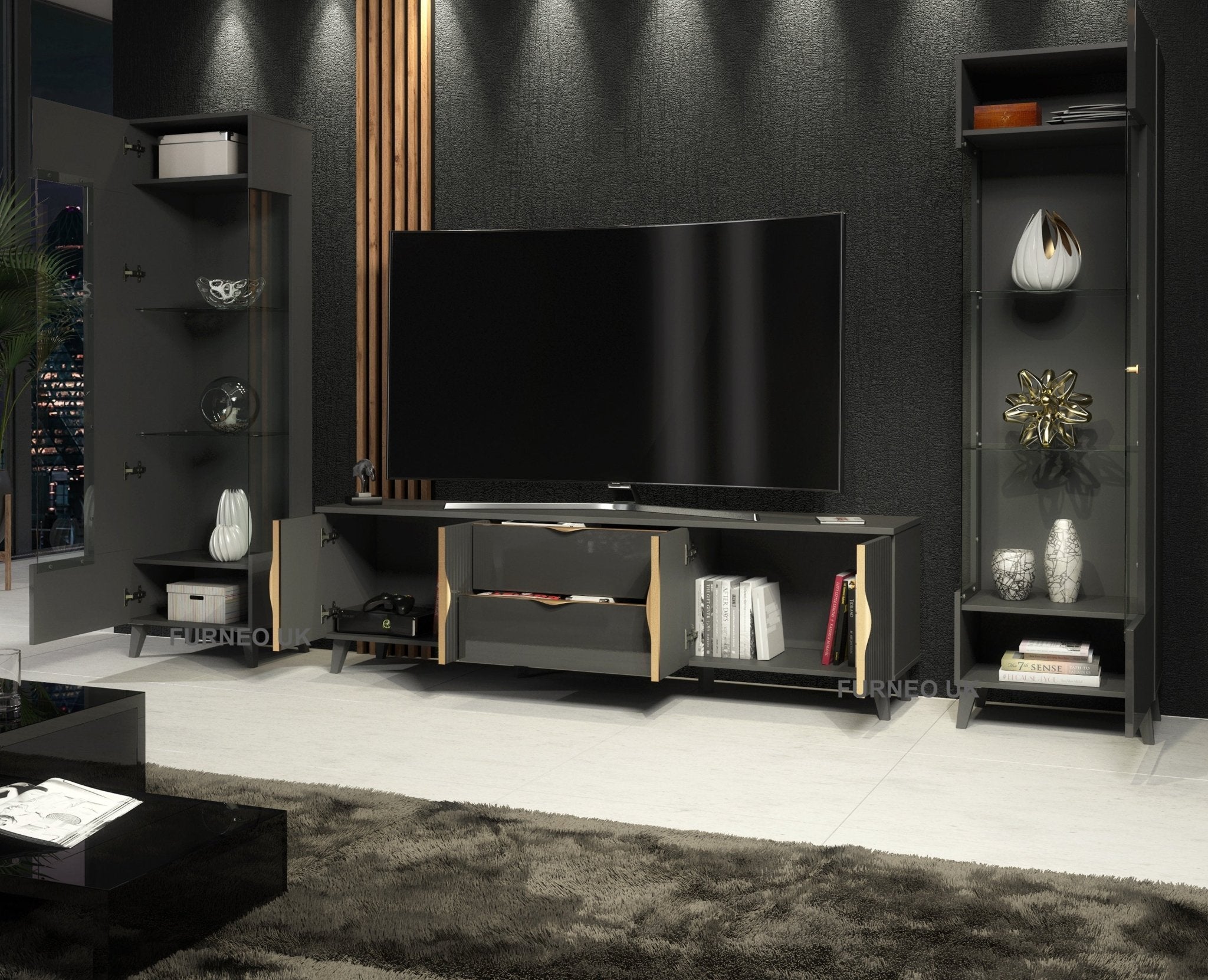 Azzurro 10/12 Grey Living Room Set - Furneo
