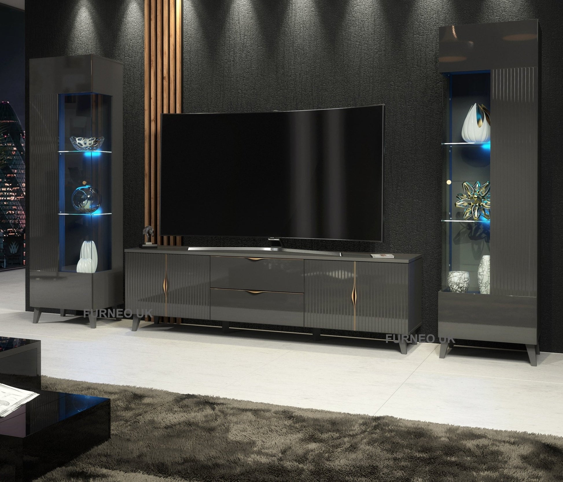 Azzurro 10/12 Grey Living Room Set - Furneo