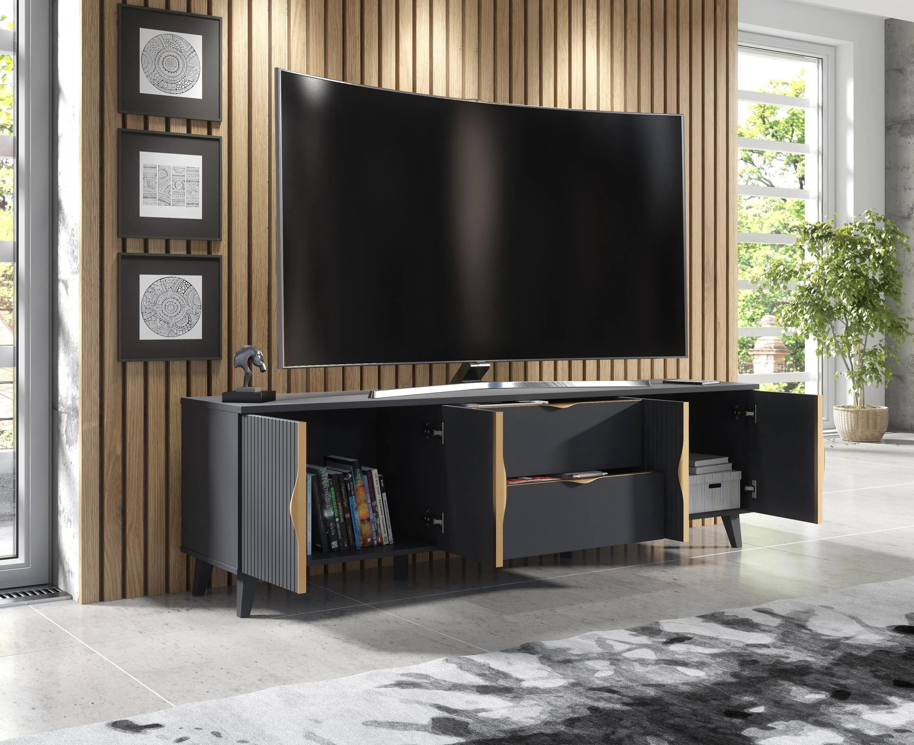 Azzurro 10 Grey TV stand 180 cm