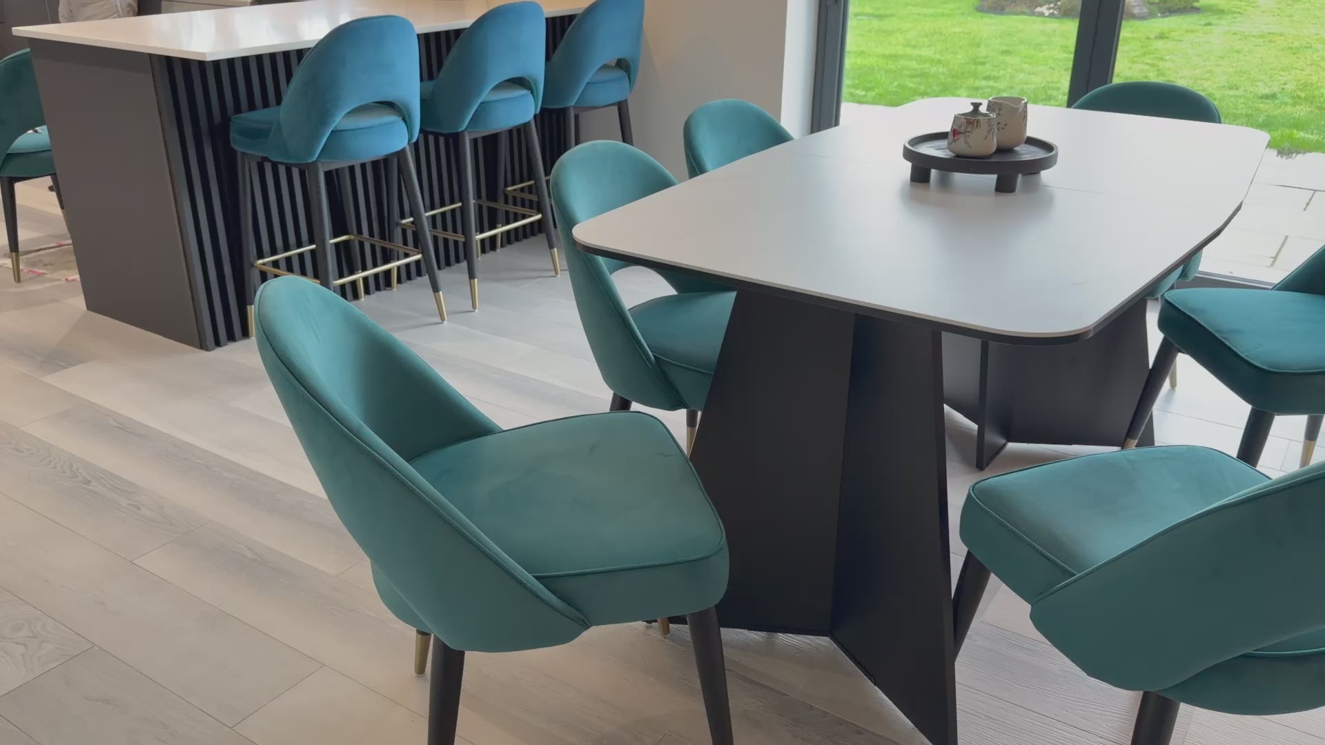 Load video: Monza Marble effect Dining Table