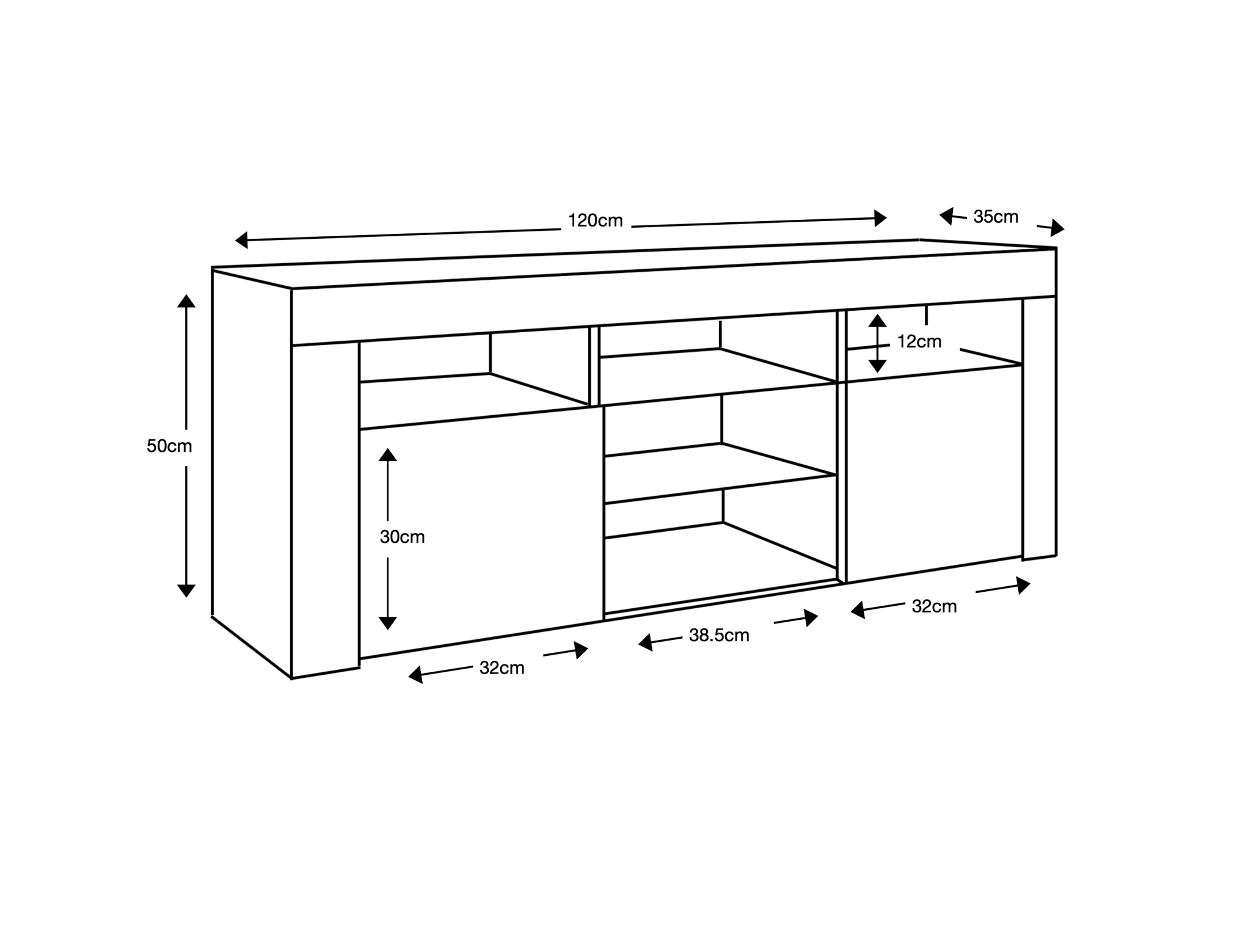 Puzzo Grey TV Stand 120cm - Furneo