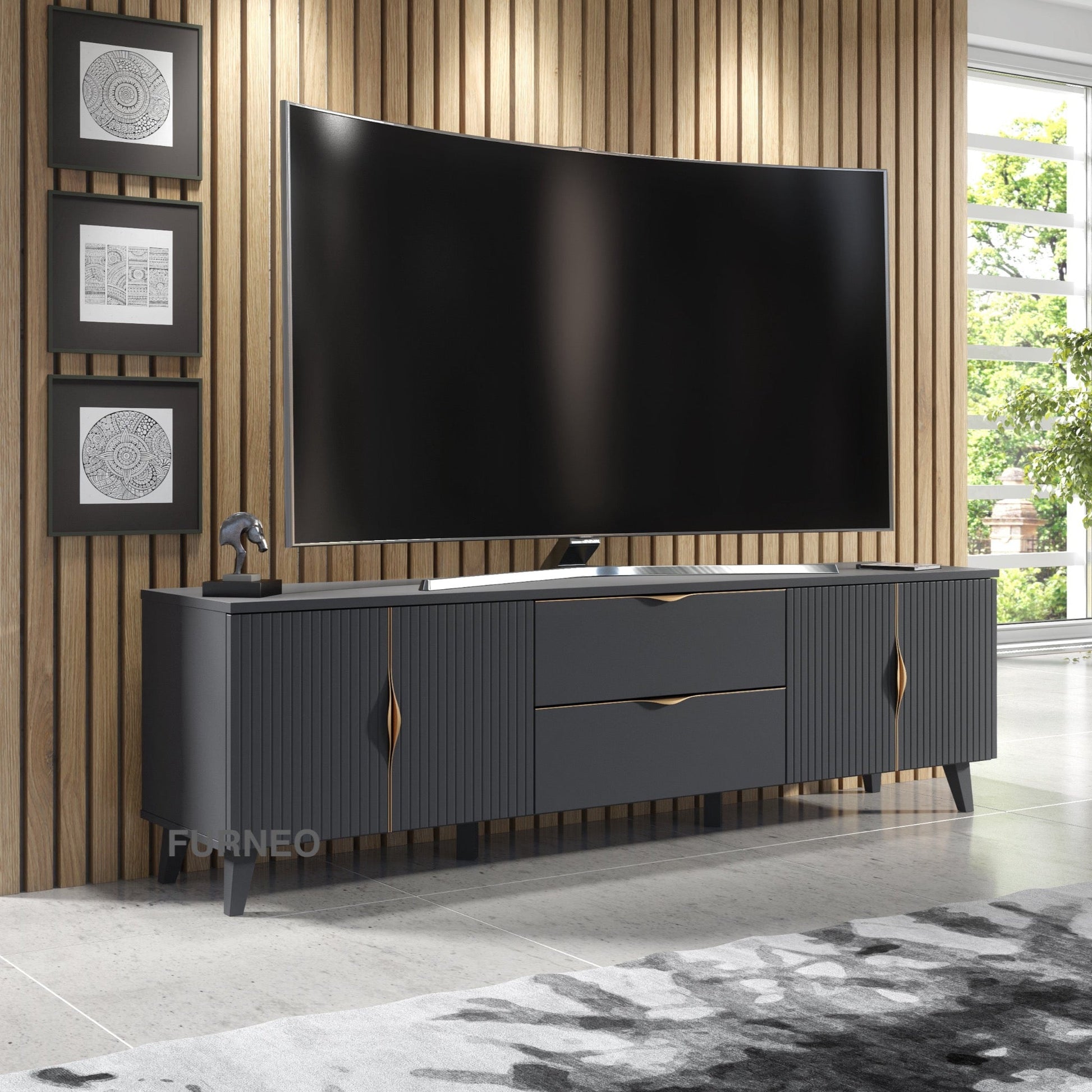 Azzurro 10 Grey TV stand 180 cm - Furneo