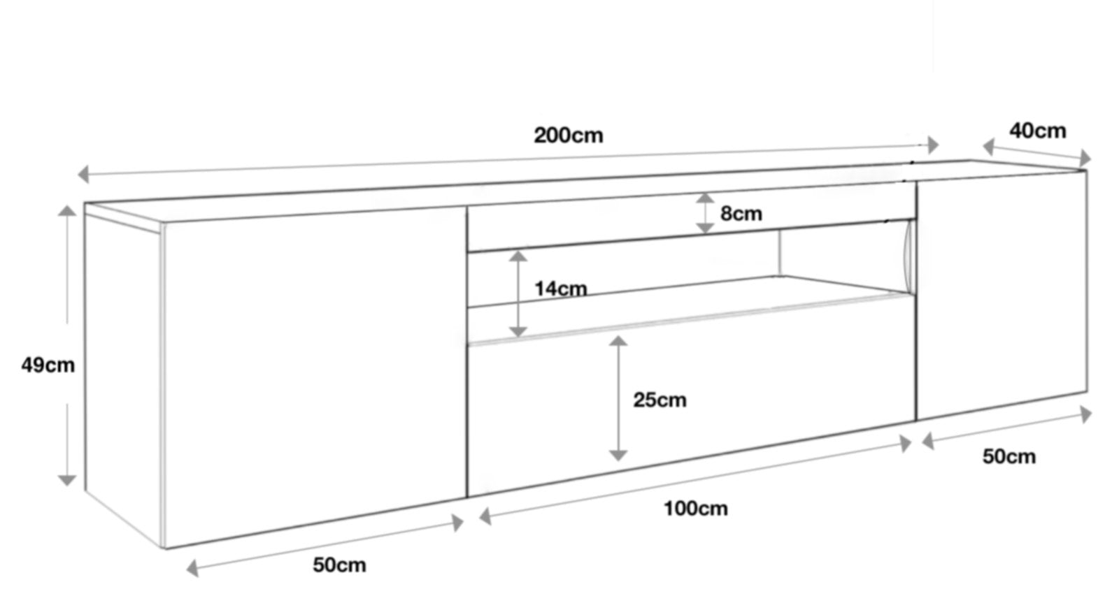 Clifton 08 TV Stand 200cm - Furneo
