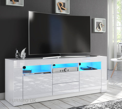 200cm TV Stand White Unit Modern Long Cabinet Gloss &Matt Clifton8