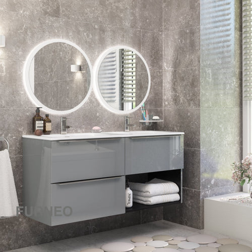 Grey Bathroom Vanity 120cm 3-Door - Furneo