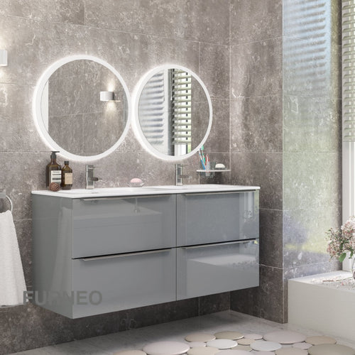 Grey Bathroom Vanity 120cm 4-Door - Furneo