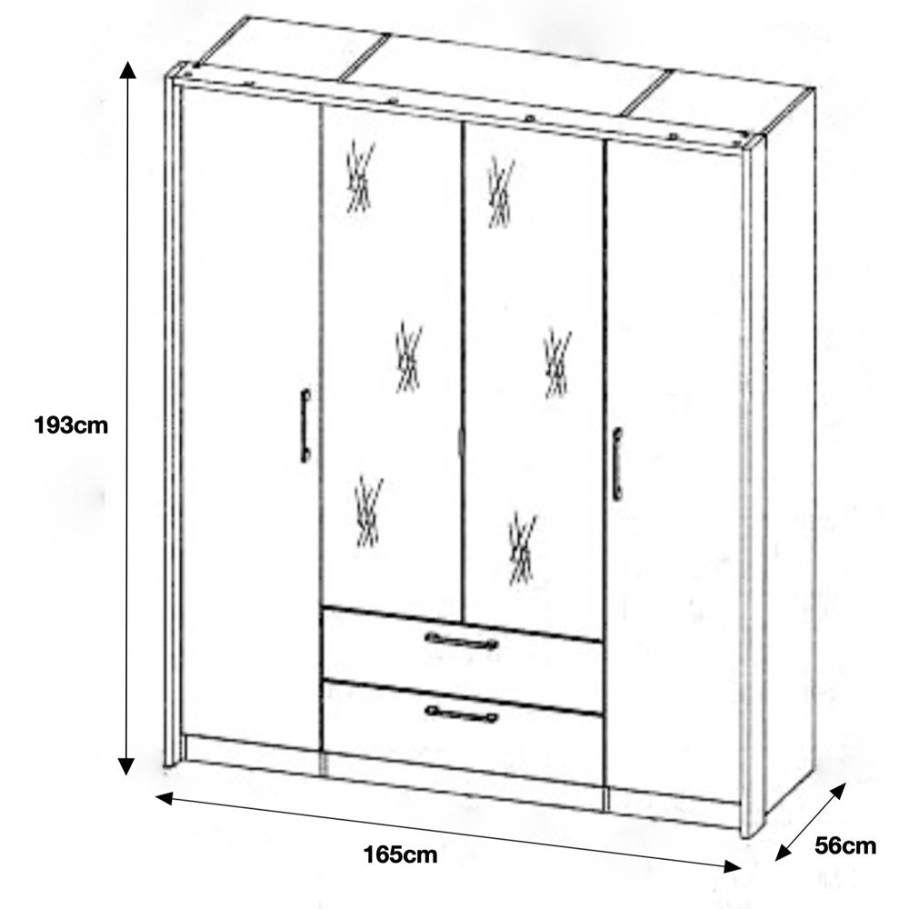 Infinity 4-Door Wardrobe - Furneo