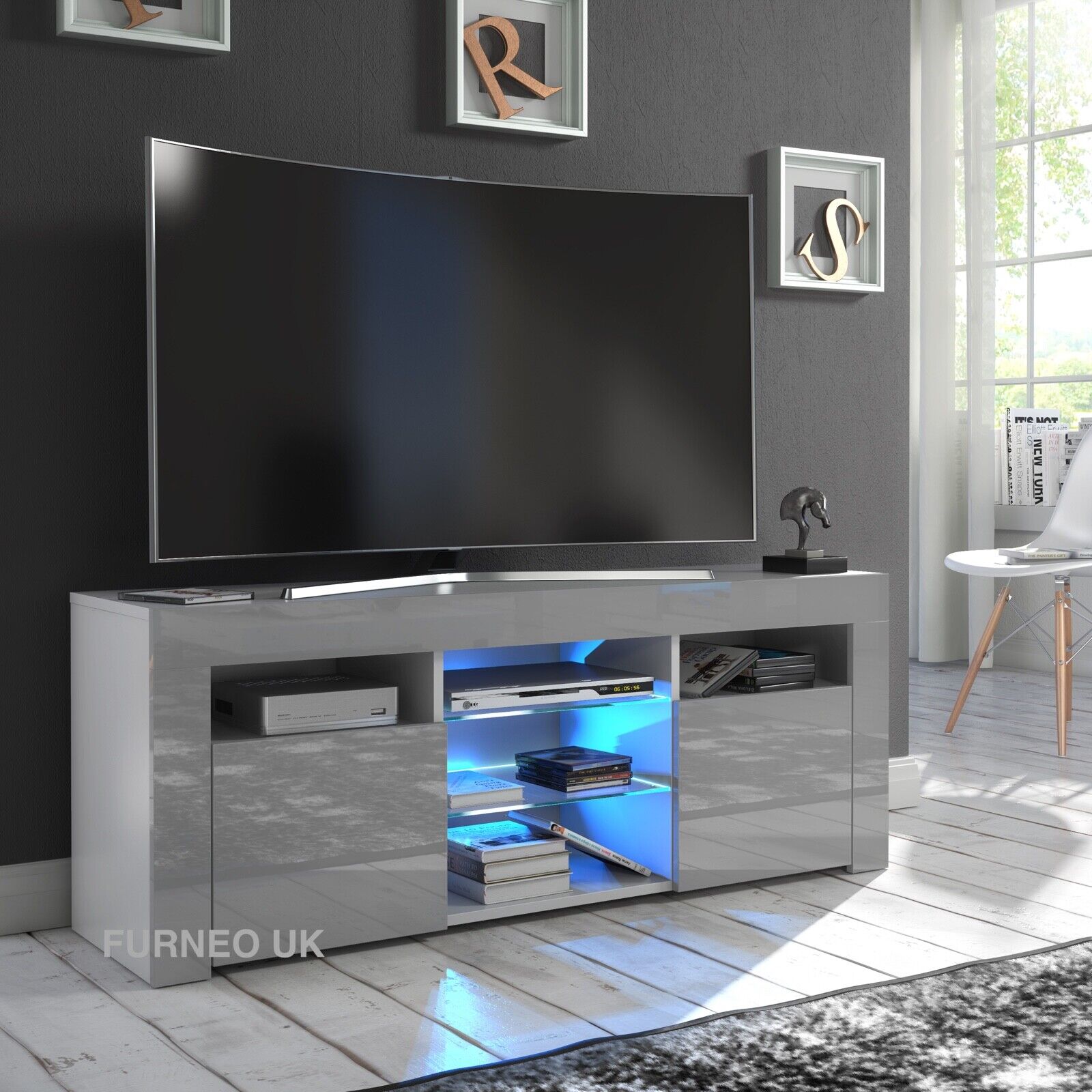 Puzzo Grey TV Stand 120cm - Furneo
