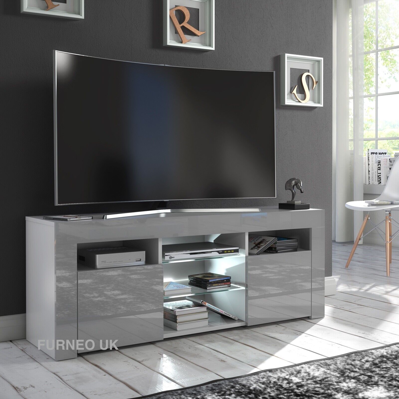 Puzzo Grey TV Stand 120cm - Furneo