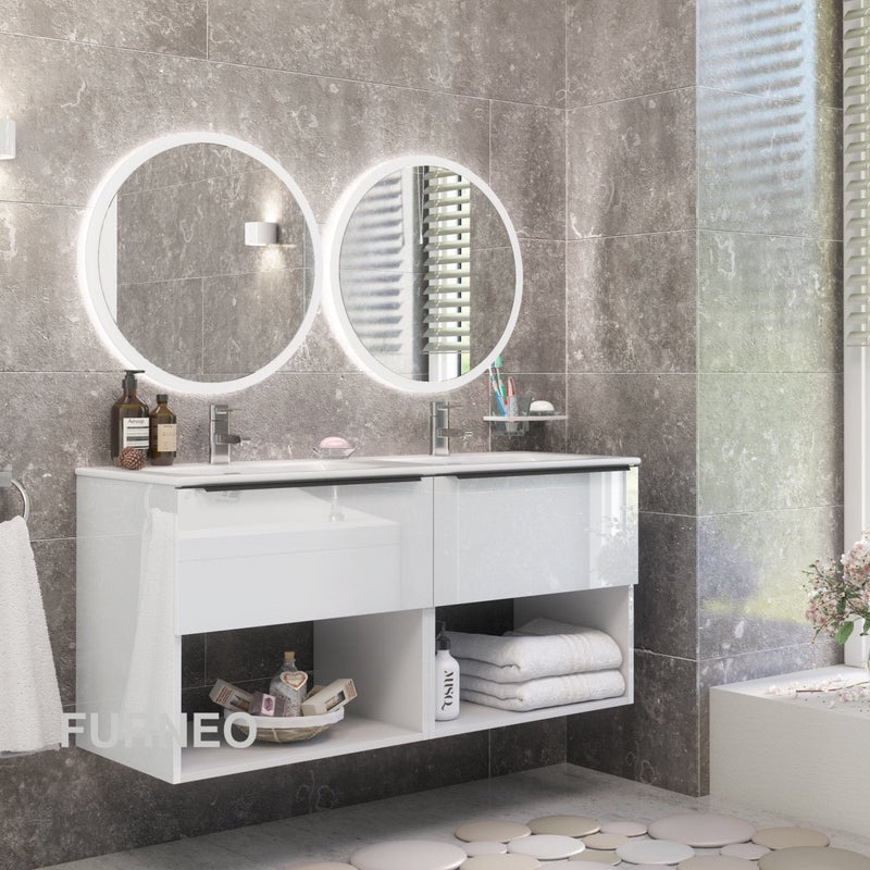 White Bathroom Vanity 120cm 2-Door - Furneo