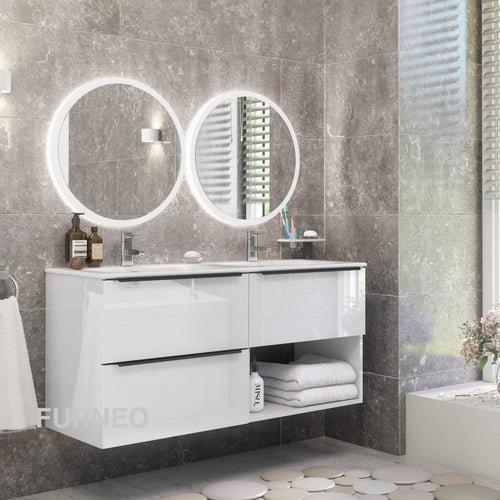 White Bathroom Vanity 120cm 3-Door - Furneo