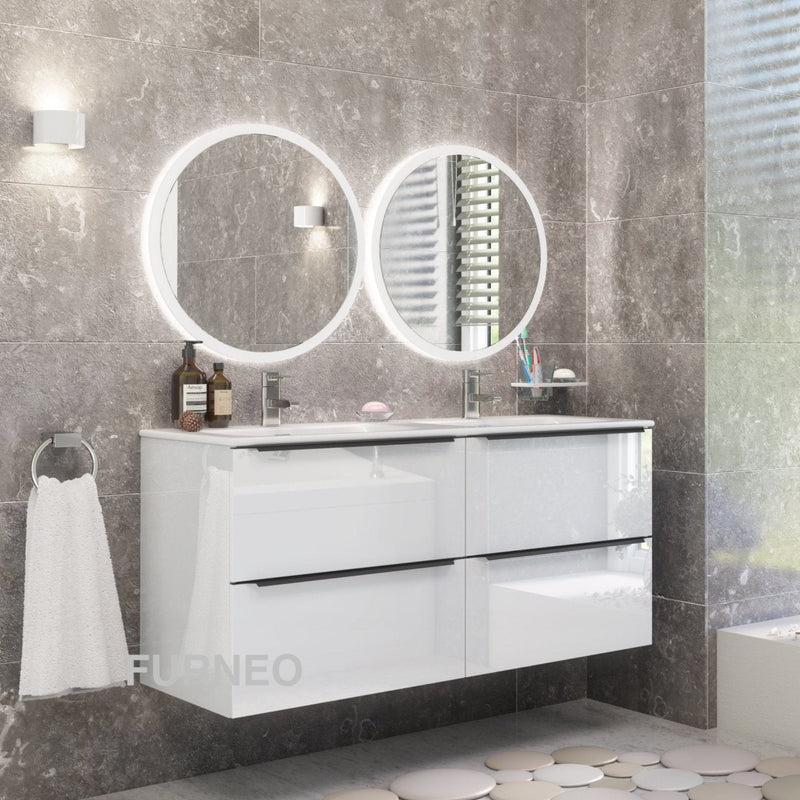 White Bathroom Vanity 120cm 4-Door - Furneo