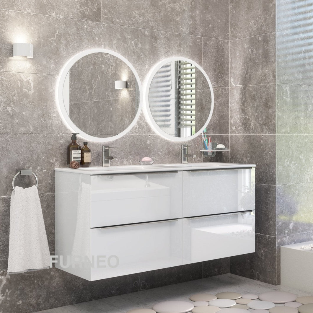 White Bathroom Vanity 120cm 4-Door - Furneo